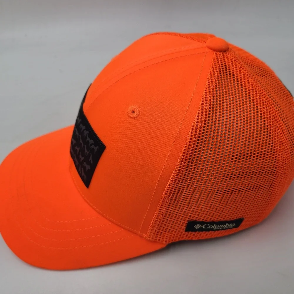 Youth Columbia Hat Snapback Trucker Mesh Blaze Orange Black PHG Hunting Flag Boy
